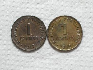 Portugal) 1 Centavo - 1917 + 1918 / 18mm / Sob / Bronze / box63