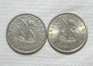 Portugal) 10 Escudos - 1971 + 1973 / 10g - 27mm / S/Fc / Co/Ni / box63