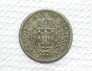 Portugal) 100 Réis - 1900 / 21mm / Mbc / Co/Ni / box63.1