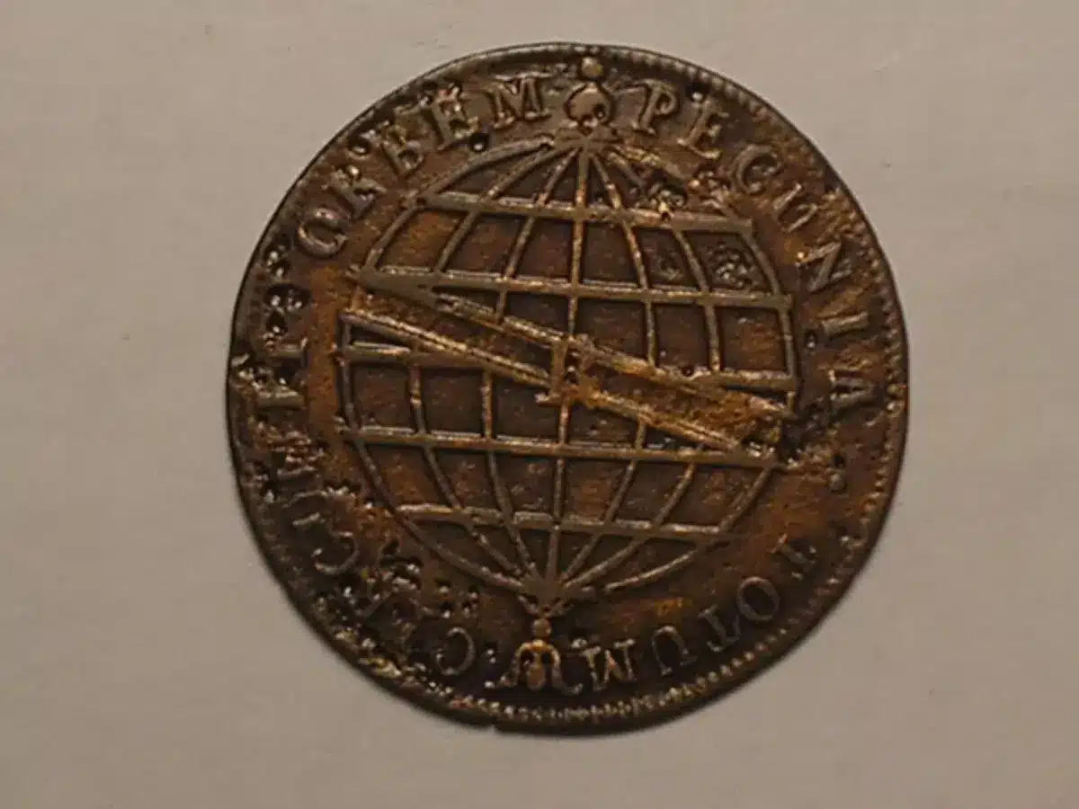 | Casa do Colecionador - Variante Rara - XX Hastes Invertidas // XX Réis - 1814 R // Data Emendada de 1813 // 36 Perolas // Mbc // cobre