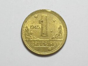 1 Cruzeiro - 1945 / Mapa do Brasil / Flor de cunho / Bz-Al