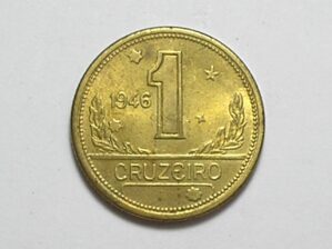 1 Cruzeiro - 1946 / Mapa do Brasil / Flor de Cunho - marcas do tempo / Bz-Al