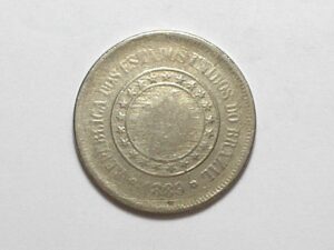 100 Réis - 1889 - Cunho raso e rachado - República / Níquel / Mbc
