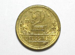 2 Cruzeiros - 1949 / Mapa do Brasil / Flor de cunho / Bz-Al