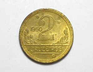 2 Cruzeiros - 1950 / Mapa do Brasil / Flor de cunho / Bz-Al