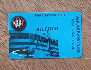 5ab. Ingresso Campeonato Paranaense 2001 jogo Atlético X Cortiba para estudante.