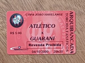 5ab. Ingresso Copa João Havelange 2000 jogo Atlético X Guarani.