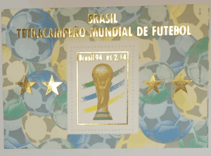 BLOCO COMEMORATIVO, RHM B-98, BRASIL TETRACAMPEÃO MUNDIAL DE FUTEBOL 1994