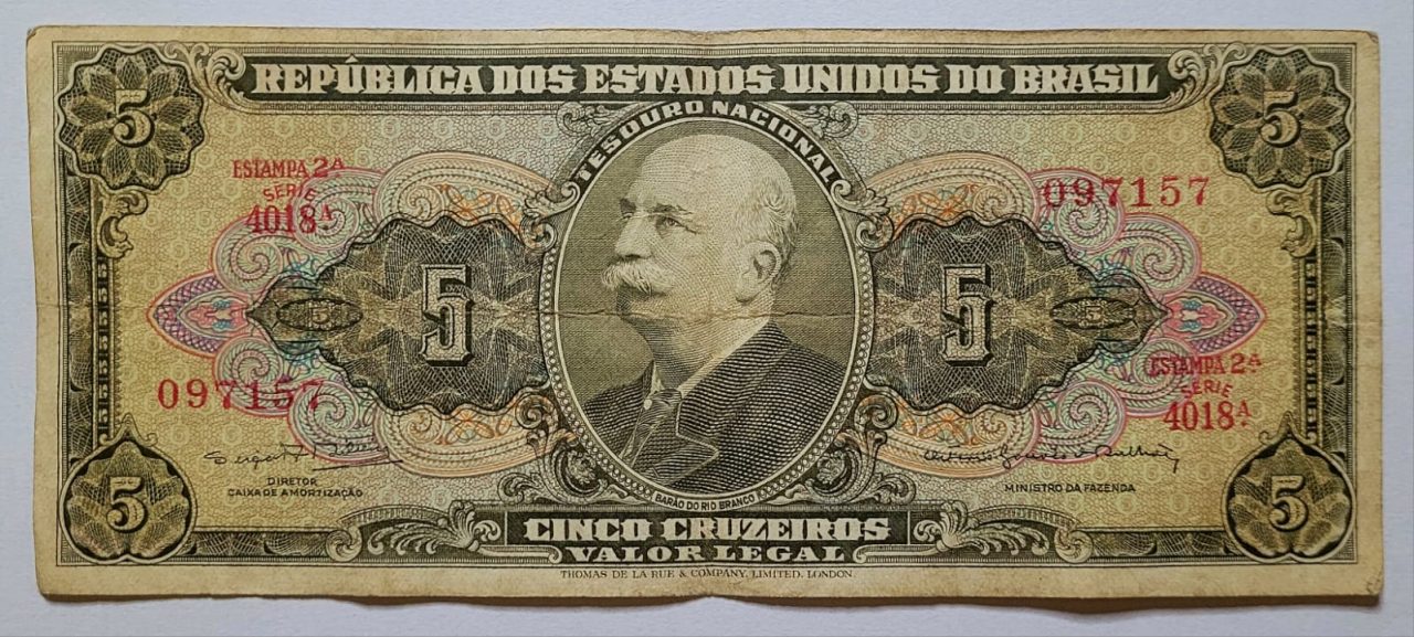 | Casa do Colecionador Cédula C074 - 5 (Cinco Cruzeiros) MBC (Ano 1964)