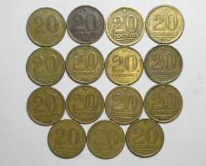 Coleção completa de 20 Centavos de 1942 a 1956 = 15 moedas