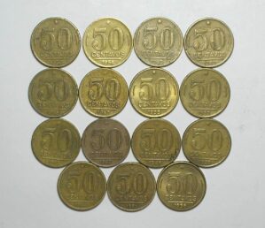 Coleção completa de 50 Centavos de 1942 a 1956 = 15 moedas