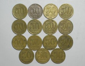 Coleção completa de 50 Centavos de 1942 a 1956 = 15 moedas