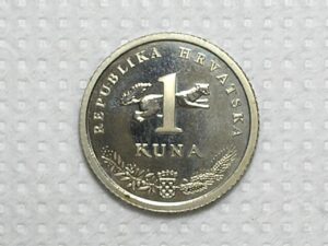 Croácia) 1 Kuna - 1998 / Espelhada Flor de Cunho / 23 mm / Niquel / box65