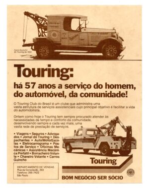 Folder Propaganda Antiga Touring Clube Do Brasil - Anos 70 - 80
