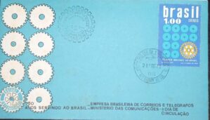 ROTARY 73, RHM 012, UFs 27,00, FDC, MINT, "50 anos servindo ao BRASIL" , CBC+CPD, SELO RHM C-773