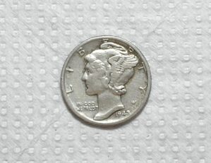 Usa) 10 Cents - 1942-D / Mercury / 2ª Guerra / Mbc / Prata / box65