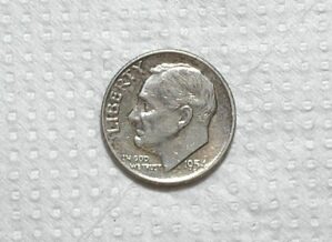 Usa) 10 Cents - 1954-D / Roosevelt / Mbc / Prata / box65