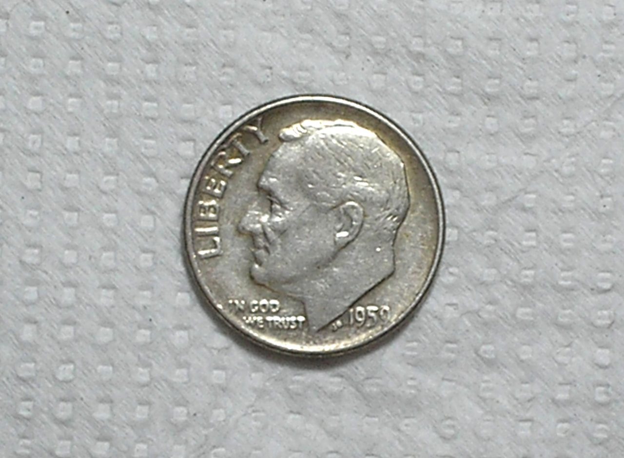 | Casa do Colecionador Usa) 10 Cents - 1959 / Roosevelt / Soberba / Prata / box65