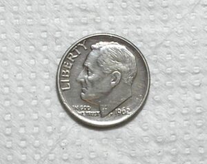 Usa) 10 Cents - 1962 / Roosevelt / Soberba / Prata / box65