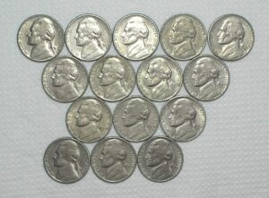 Usa) 5 Cents - Jefferson's Nickel, 15 moedas datas de 1970-d a 1979 / Todas em excelente estado de conservação / m490