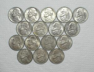 Usa) 5 Cents - Jefferson's Nickel, 16 moedas datas de 1990-p a 2002-p / Todas em excelente estado de conservação / m490