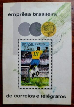 Bloco Comemorativo - RHM B028 Novo com erro de Impressão - Milésimo Gol de Pelé - 23/01/1970