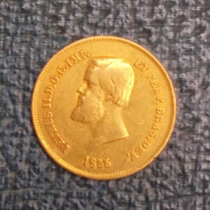 MOEDA DE OURO, BRASIL IMPÉRIO, 5.000 RÉIS, 1855, D.PEDRO II, 4,48gr