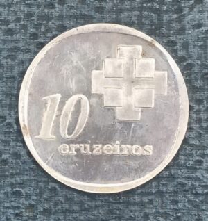 MOEDA DE PRATA, BRASIL, COMEMORATIVA, 1975, 10 CRUZEIROS, 10 ANOS DO BANCO CENTRAL DO BRASIL, 11,30gr