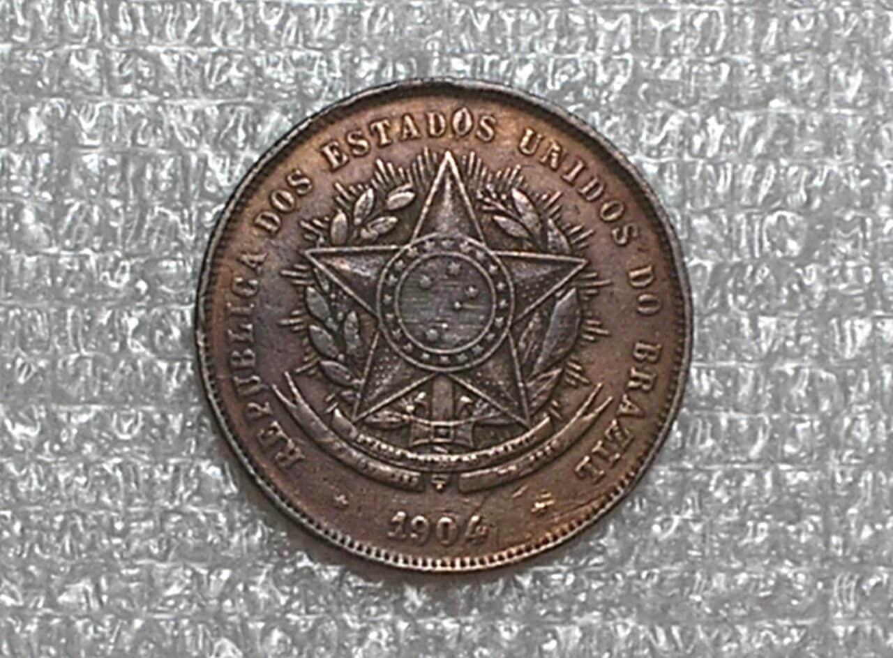 Brasil 20 Réis - 1904 - Escassa / Bronze / Mbc