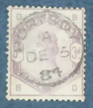 GRÃ BRETANHA - selo stamp Scott #102 3p QUEEN VICTORIA , Wmk 30, 1883-1884