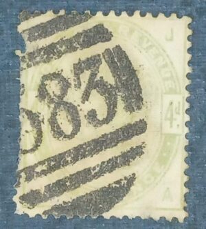 GRÃ BRETANHA - selo stamp Scott #103 4p QUEEN VICTORIA , Wmk 30, 1883-1884