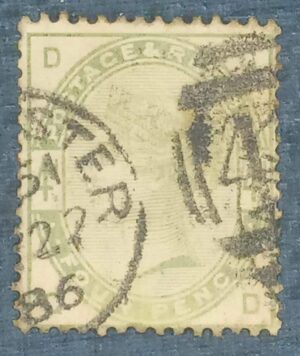 GRÃ BRETANHA - selo stamp Scott #103 4p QUEEN VICTORIA , Wmk 30, 1883-1884