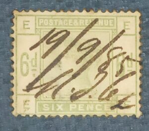 GRÃ BRETANHA - selo stamp Scott #105 6p QUEEN VICTORIA , Wmk 30, 1883-1884