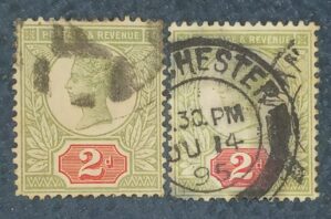 GRÃ BRETANHA - selo stamp Scott #113a 2p QUEEN VICTORIA , Wmk 30, 1887-1892, 14