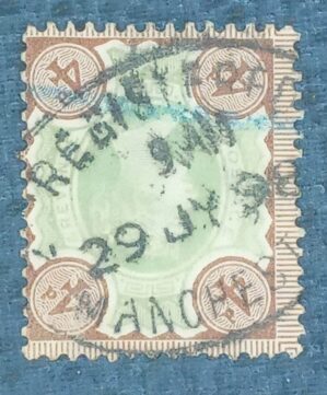 GRÃ BRETANHA - selo stamp Scott #116 4p QUEEN VICTORIA , Wmk 30, 1887-1892, 14