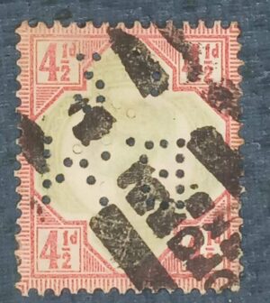 GRÃ BRETANHA - selo stamp Scott #117 4 1/2P QUEEN VICTORIA , Wmk 30, 1887-1892, 14