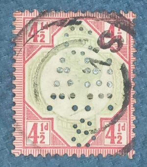 GRÃ BRETANHA - selo stamp Scott #117 4 1/2P QUEEN VICTORIA , Wmk 30, 1887-1892, 14
