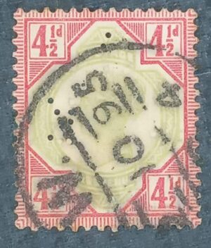 GRÃ BRETANHA - selo stamp Scott #117 4 1/2P QUEEN VICTORIA , Wmk 30, 1887-1892, 14