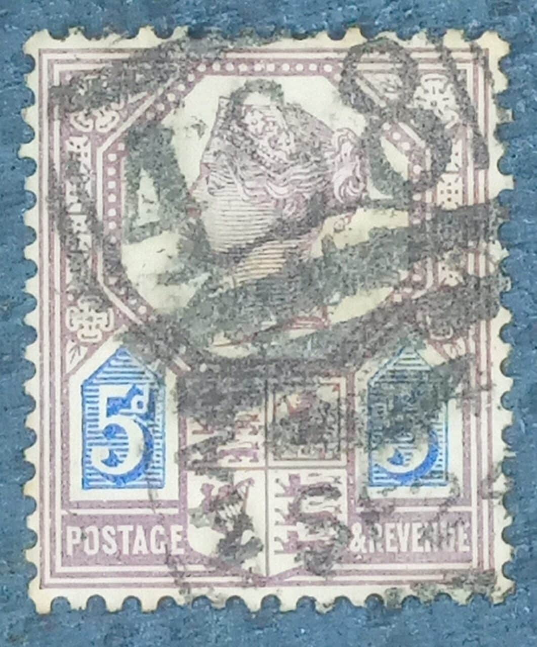 GRÃ BRETANHA - selo stamp Scott #118a 5P QUEEN VICTORIA , Wmk 30, 1887-1900, 14