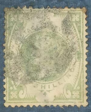 GRÃ BRETANHA - selo stamp Scott #122 1sh QUEEN VICTORIA , Wmk 30, 1887-1900, 14