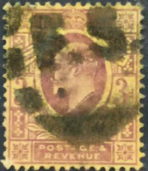 GRÃ BRETANHA - selo stamp Scott #132 3p EDWARD VII , Wmk 30, 1902-10 , 14