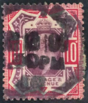 GRÃ BRETANHA - selo stamp Scott #137a 10p EDWARD VII , Wmk 30, 1902-10 , 14