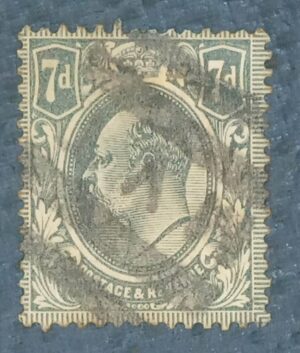 GRÃ BRETANHA - selo stamp Scott #145 7p EDWARD VII , Wmk 30, 1909-10 , 14
