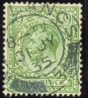 GRÃ BRETANHA - selo stamp Scott #198 9p King Eduard VII, Wmk 35, usado, 1924, 15x14