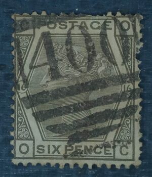 GRÃ BRETANHA - selo stamp Scott #62 6P QUEEN VICTORIA , Wmk 25, 1873-80