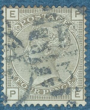 GRÃ BRETANHA - selo stamp Scott #84 4p QUEEN VICTORIA , Wmk 30, 1880-81, 14