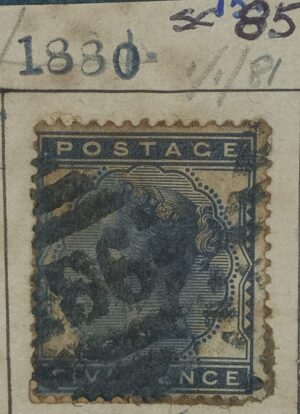 GRÃ BRETANHA - selo stamp Scott #85 5p QUEEN VICTORIA , Wmk 30, 1880-81, 14