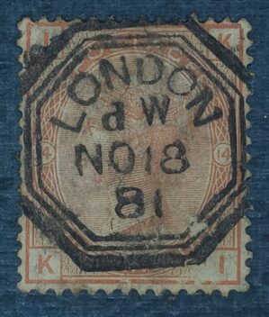 GRÃ BRETANHA - selo stamp Scott #87 1sh QUEEN VICTORIA , Wmk 30, 1880-81, 14
