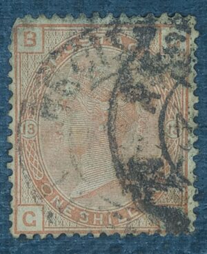 GRÃ BRETANHA - selo stamp Scott #87 1sh QUEEN VICTORIA , Wmk 30, 1880-81, 14