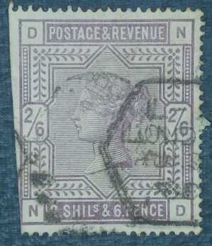 GRÃ BRETANHA - selo stamp Scott #96 2/6Sh/p QUENN VICTORIA, Wmk 31, 1883, 14